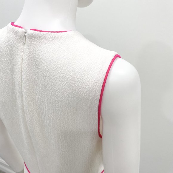 Black Halo Puma Sleeveless Sheath Dress Pebble Crepe White Sugar/Pink Size 8 - Picture 11 of 16